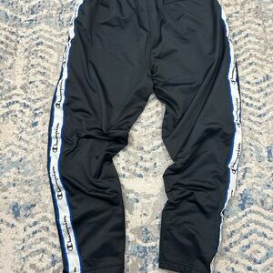 Champion Black Joggers with Logo Stripes